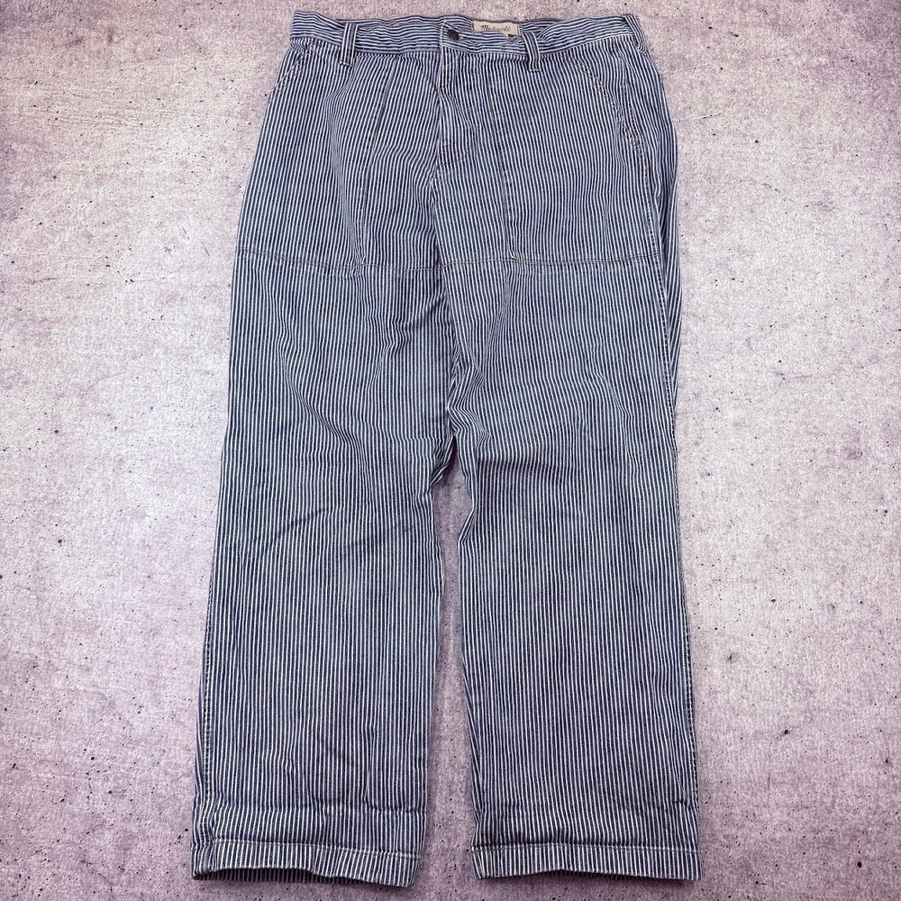 Madewell Baggy Surplus Pants Haverford Stripe Blue White Mens 35x32 (37x30.5)